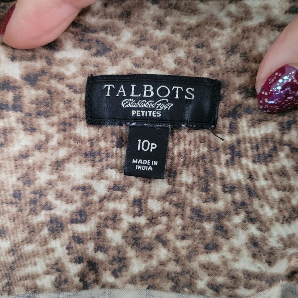 Talbots Light Leopard Print Fitted Button Down Co… - image 3